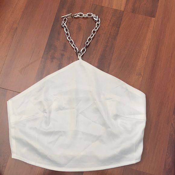 Nasty Gal White Halter chain top - Picture 2 of 6